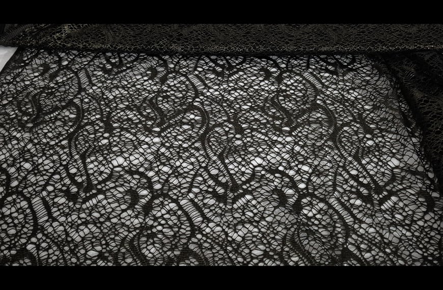 Lace with Golden Metallic Polyester Elastic Single-Colored - 150cm