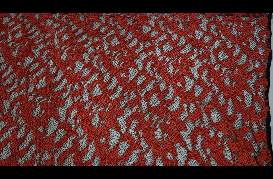 Lace with Tulle & Red Branch Acetat Polyester Nylon Single-Colored - 140cm