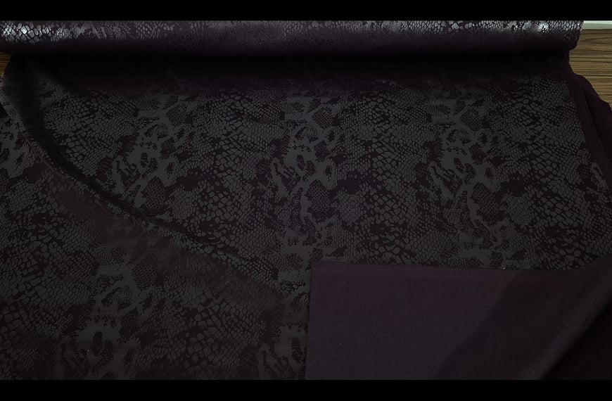 Jersey Scuba with Embossed Foil Snake Design Polyester Elast Single-Colored - 150cm