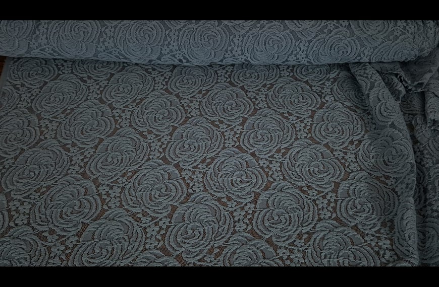 Lace with Embossed Roses Polyester Elast Single-Colored - 160cm