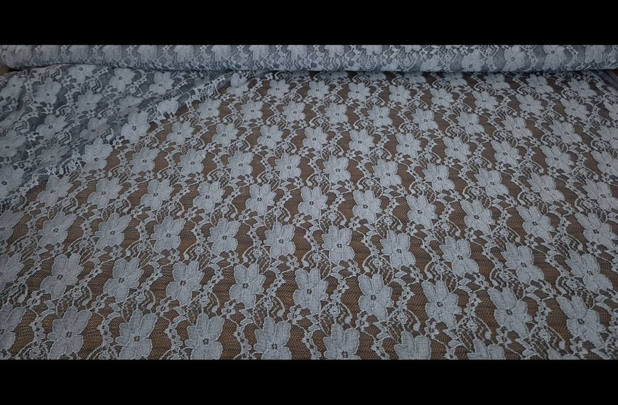 Lace with Big Flower Polyester Elast Single-Colored - 150cm