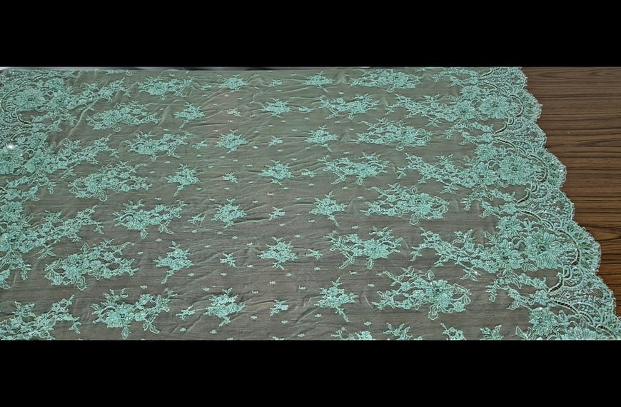 Lace with Beads, Sequinces and Border Polyester Single-Colored-150cm Lace with Beads, Sequinces and Border Polyester Single-Colored-150cm