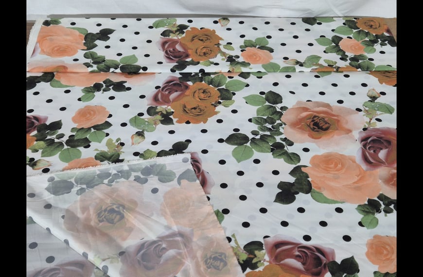 Moroccan with Roses & Black Polka Dots Polyester Multi-Colored - 150cm