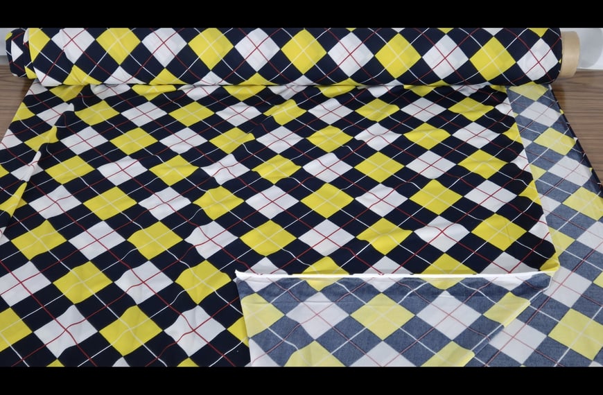 Jersey with Rhombuses Polyester Elast Multi-Colored - 150cm