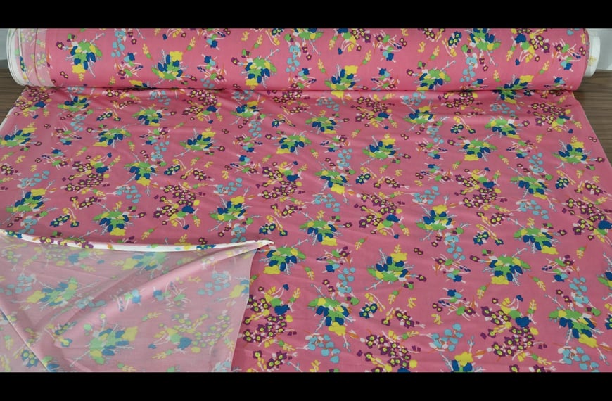 Jersey with Small Flowers Polyester Elast Multi-Colored - 150cm
