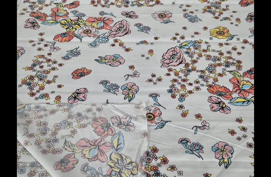 Gabardine with Small Colorful Flowers Cotton Multi-Colored - 150cm