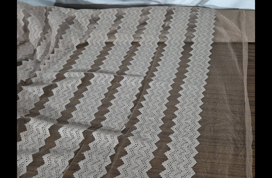 Lace Knitted like Stripes Polyester Cotton Single-Colored - 150cm