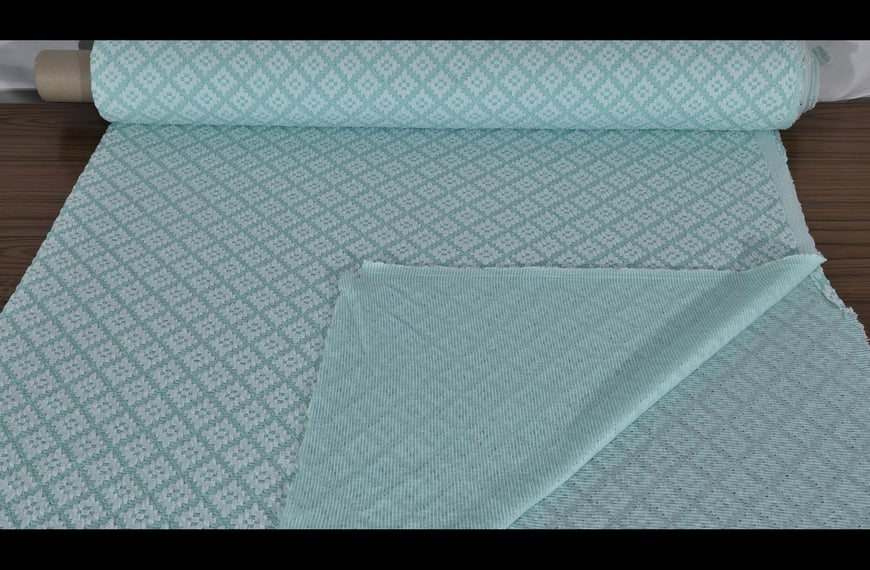 Knitted with Jacquard Small Rhombuses Polyester Cotton Multi-Colored - 150cm