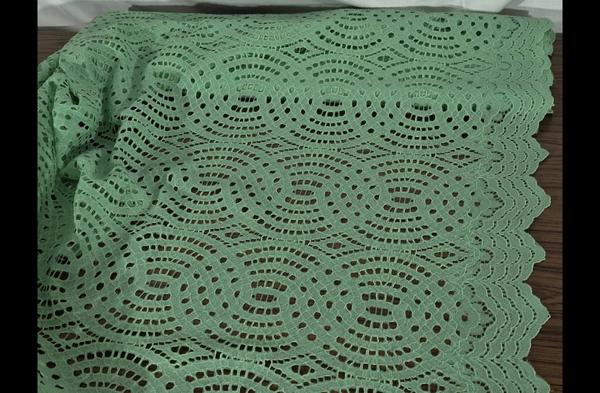 Corded Lace with Circles Polyester Cotton Single-Colored - 150cm Corded Lace with Circles Polyester Cotton Single-Colored - 150cm