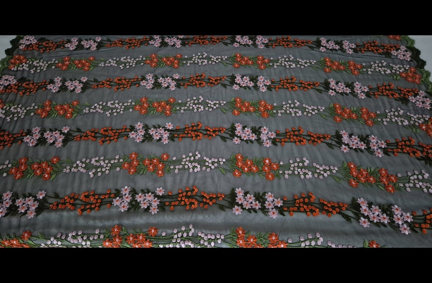Lace Mesh with Flowers Polyester Multi-Colored - 150cm
