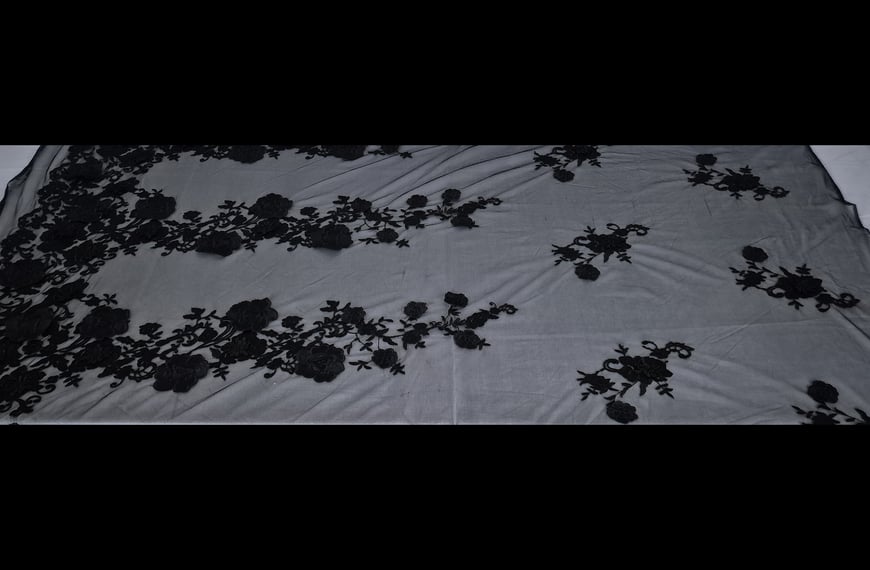 Lace with Bouquets Polyester Single-Colored - 150cm