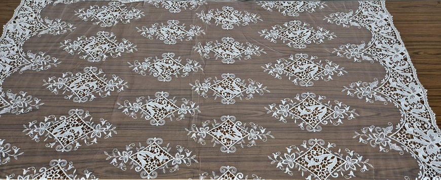 Lace Embroidered  with Border Polyester Single-Colored-130cm