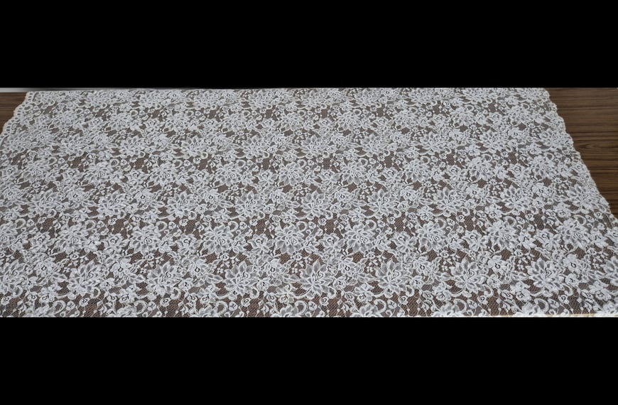 Lace like Bouquets with Cord & Finish Cotton Polyester Single-Colored-140cm