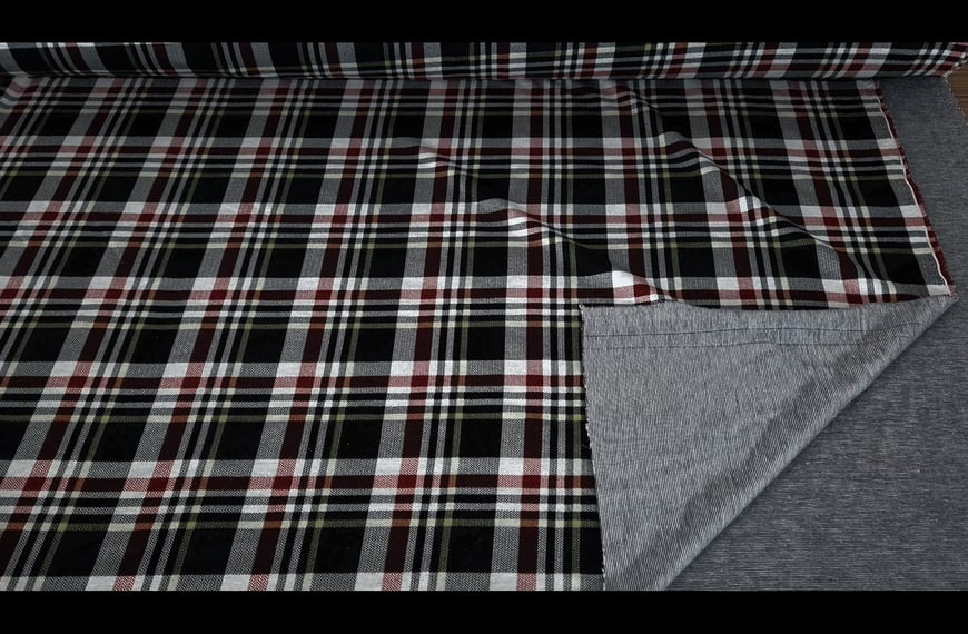 Mako Jersey with Medium Checkers Polyester Acetat Elast Multi-Colored - 150cm