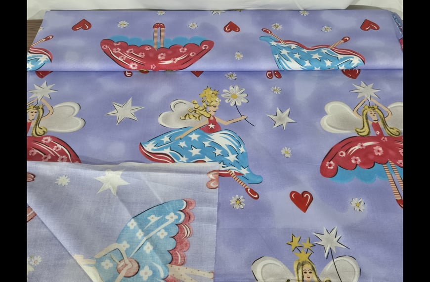 Sheeting with Fairies & Stars for Kids Cotton Multi-Colored - 160cm