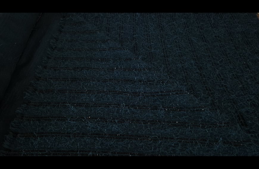 Knit from Italy with Fringes Polyester Elastin Single-Colored - 150cm