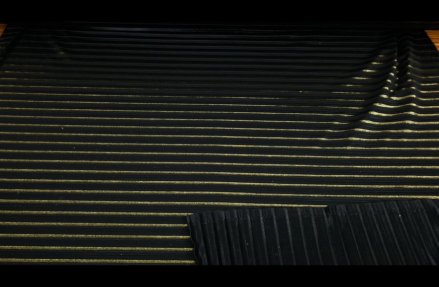 Pleated with Golden Foil Polyester Single-Colored - 150cm