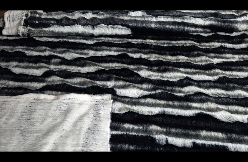 Fur with Stripes from Korea Polyester Multi-Colored - 150cm
