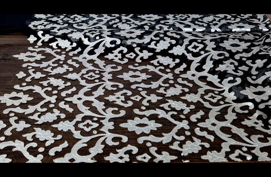 Lace with Tulle & Vinyl Polyester Single-Colored - 150cm