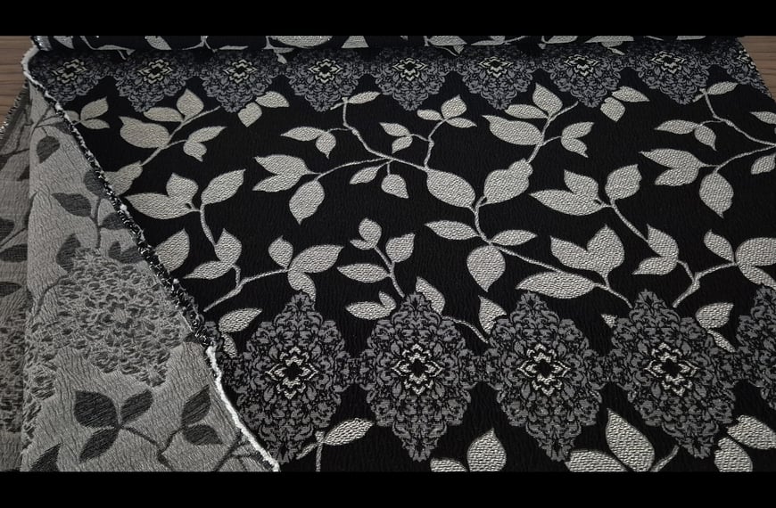 Jacquard with Silver Leaves & Lurex Polyester Cotton Metallic Multi-Colored - 150cm