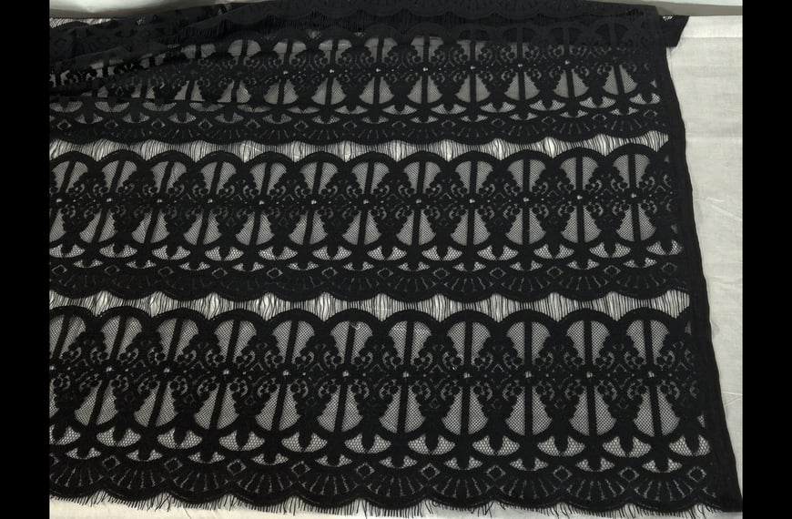 Lace with Cage-like Braid Polyester Single-Colored - 150cm