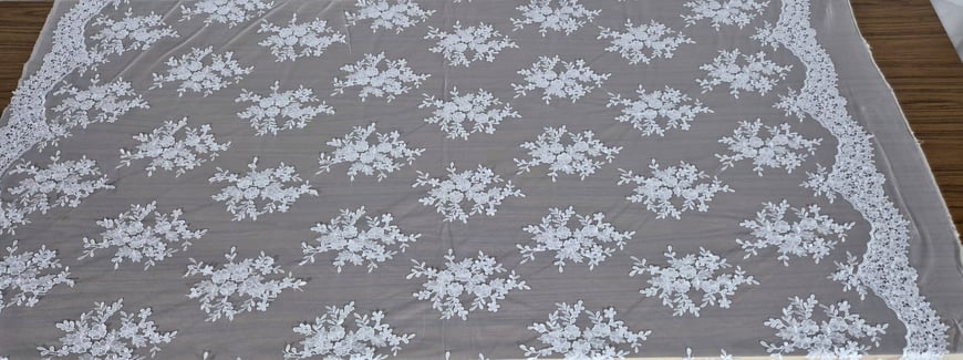 Lace with Floral Design & Finish Polyester Single-Colored-130cm Lace with Floral Design & Finish Polyester Single-Colored-130cm