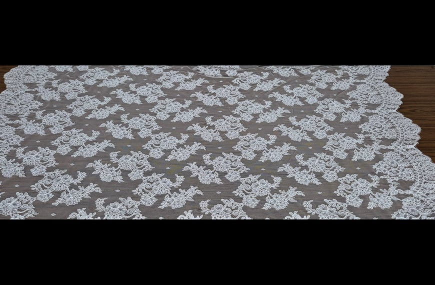 Lace with Bouquets & Finish Cotton Polyester Single-Colored-130cm