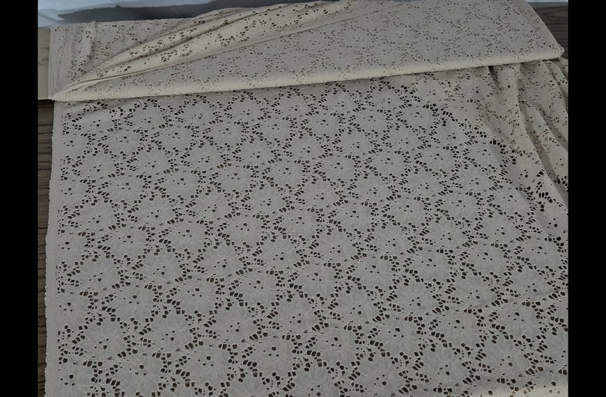 Lace Elastic with Flowers Cotton Polyester Single-Colored - 150cm