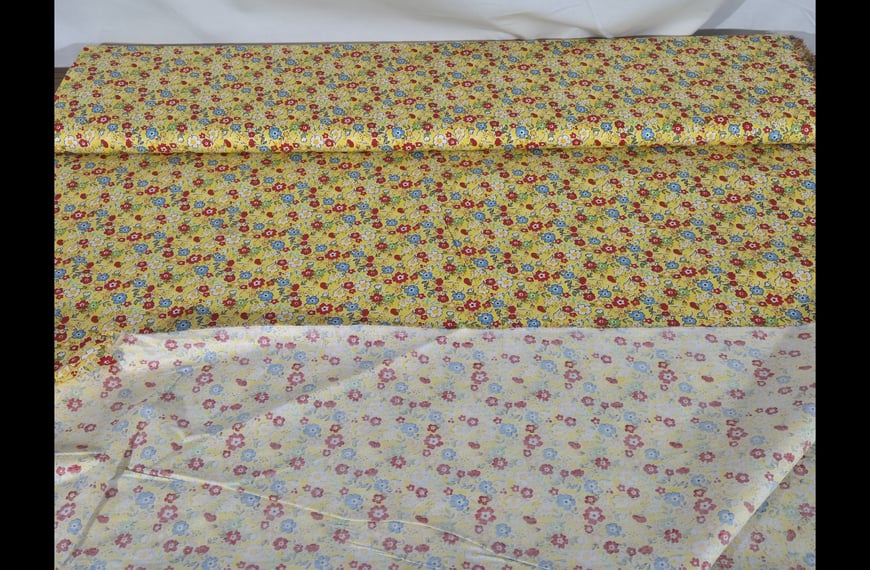 Poplin Single-Colored Font & Multi-Colored Floral Cotton - 150cm