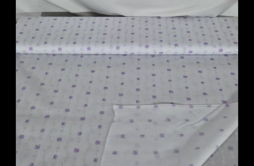 Poplin with Flowers & Silver Lines Cotton Multi-Colored - 150cm