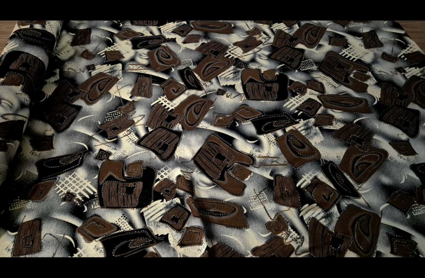 Mako Jersey with Brown Squares Polyester Elast Multi-Colored - 150cm