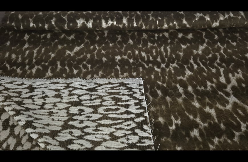 Coat with Brown Hair Leopard Print Cotton Polyester Multi-Colored - 150cm