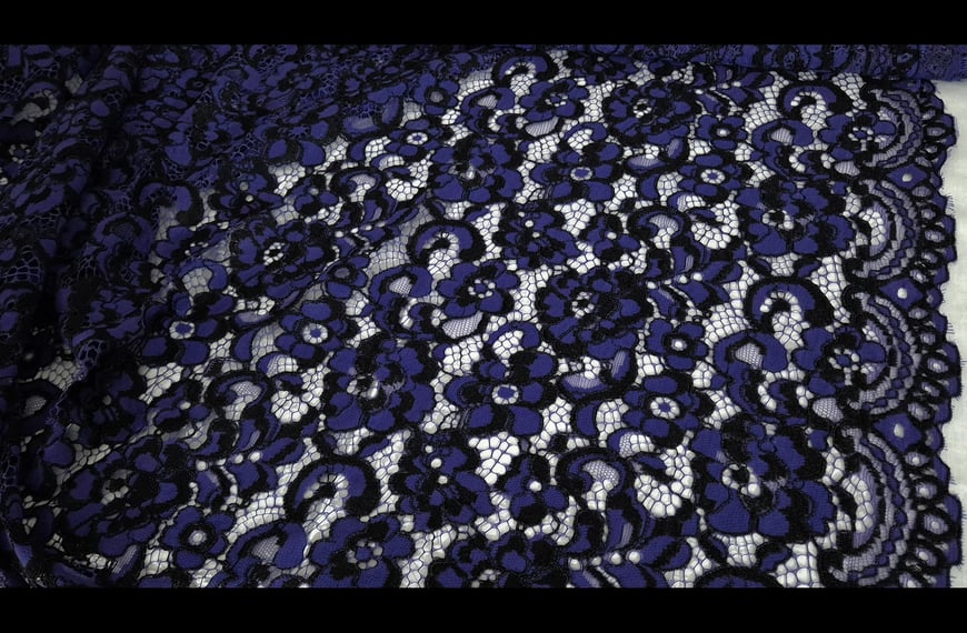 Lace Corded with Flowers Single-Colored Cotton Polyester Acetat Single-Colored - 140cm