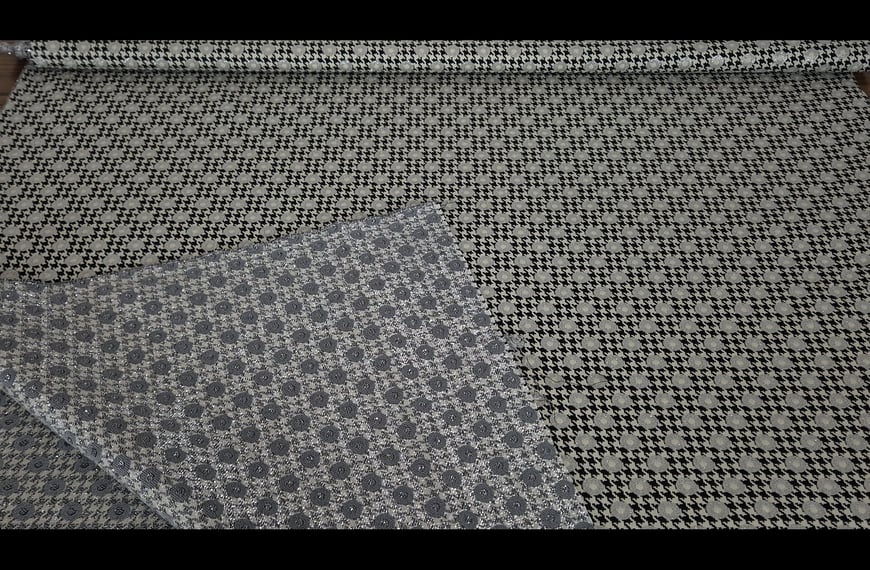 Brocade with Pie De Poule & Polka Dots Viscose Acrylic Multi-Colored - 150cm