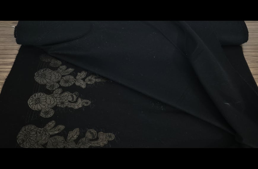 Flannel with Vinyl Knitt in Border Polyester Wool Multi-Colored - 150cm