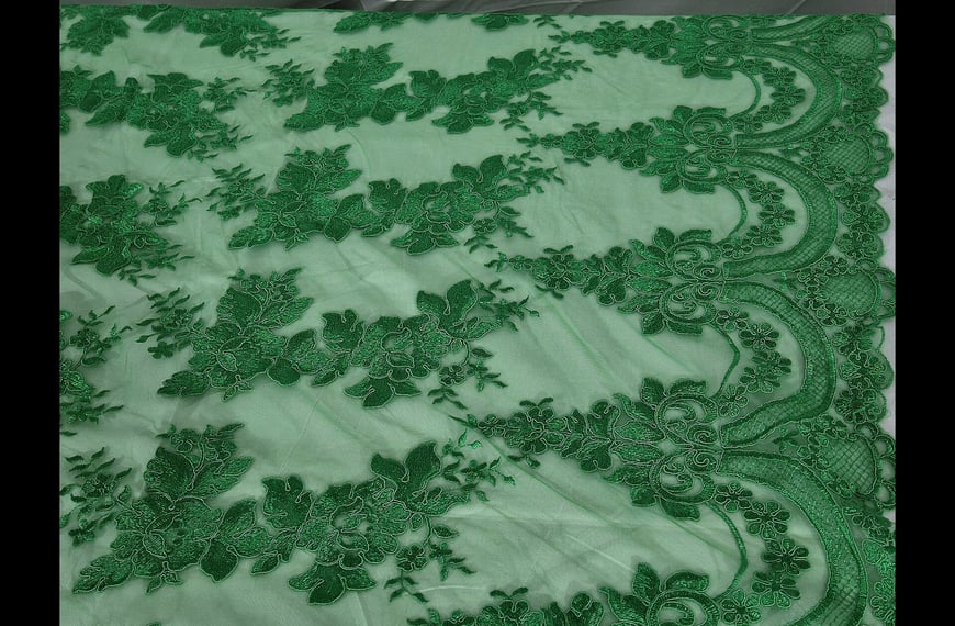 Lace Corded with Branch & Curve Polyester Single-Colored - 150cm