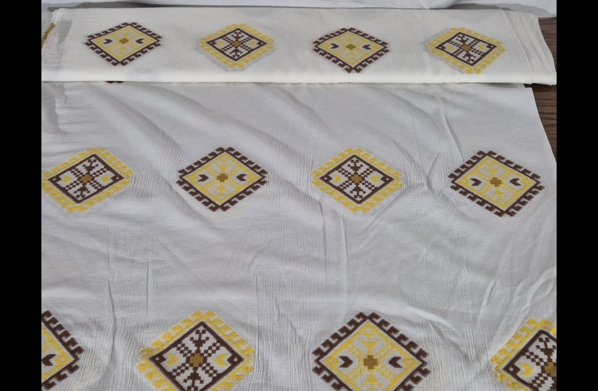 Embroidery Embossed with 2-Colored Rhombuses Viscose Polyester - 140cm