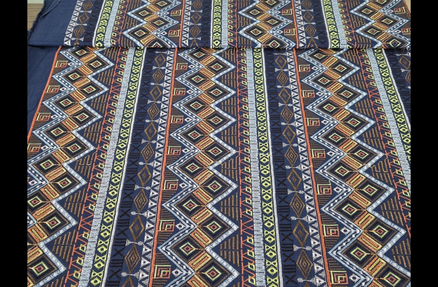 Voile with Knitted Rhombuses Polyester Cotton Multi-Colored - 140cm