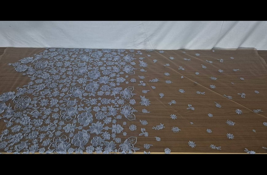 Lace with Knitted Flowers Polyester Multi-Colored - 150cm