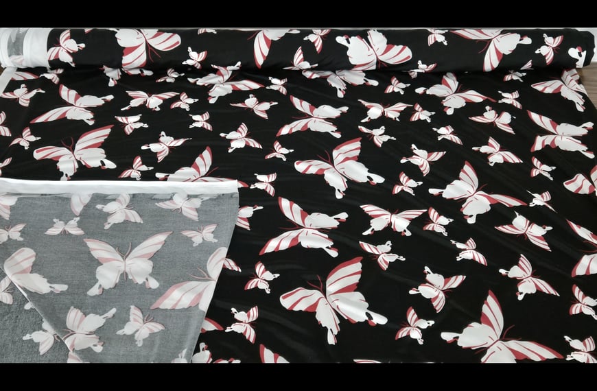 Jersey with Designs like Butterflies Polyester Elast Multi-Colored - 150cm