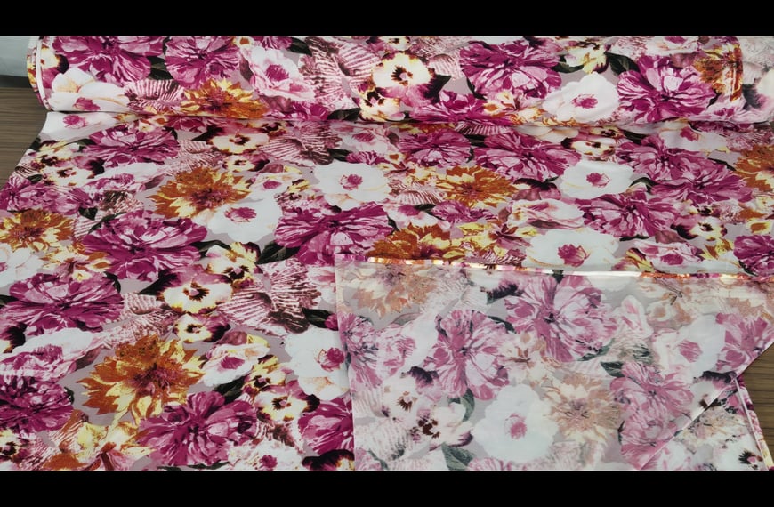 Jersey Colorfull Flowers Polyester Elast Multi-Colored - 150cm