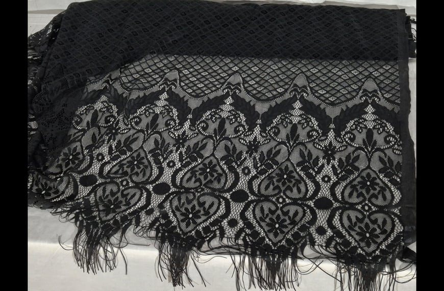 Lace with Border & Fringe Polyester Single-Colored - 150cm
