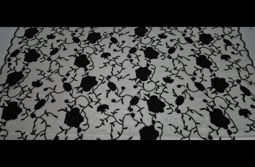 Lace with Tulle and Carnations Polyester Single-Colored - 140cm