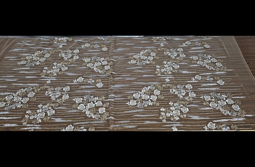 Lace with Floral Design and Sequins Polyester Multi-Colored-150cm