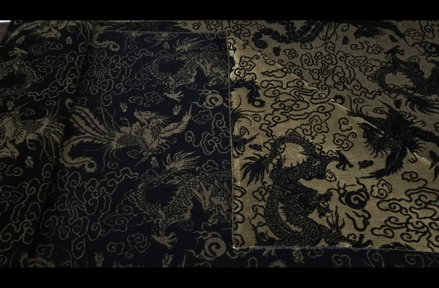 Brocade with Golden Drakes Polyester Multi-Colored - 150cm