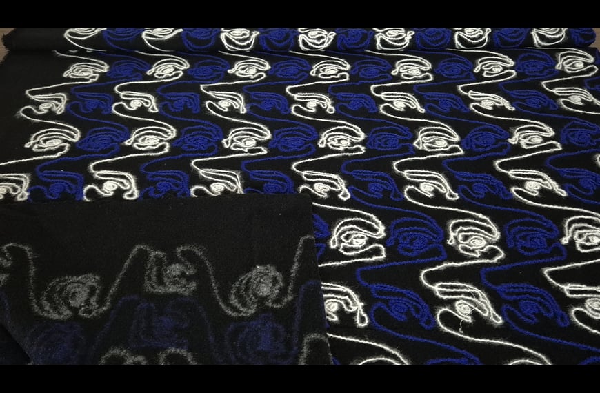 Mohair with Black&Blue Thread Polyester Wool Multi-Colored - 150cm