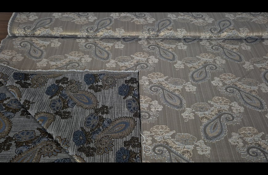 Brocade with Golden Paislies Polyester Wool Cotton Multi-Colored - 150cm