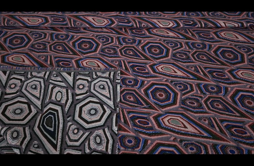 Brocade with Royal Blue Designs Polyester Cotton Multi-Colored - 150cm