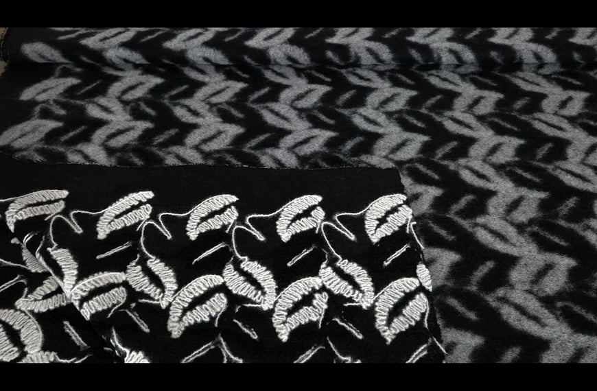 Coat with Knitted Leaves Polyester Wool Multi-Colored - 150cm