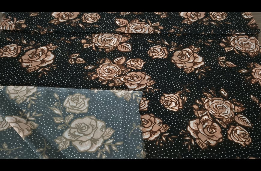 Muslin with Polka Dots & Roses Polyester Multi-Colored - 150cm